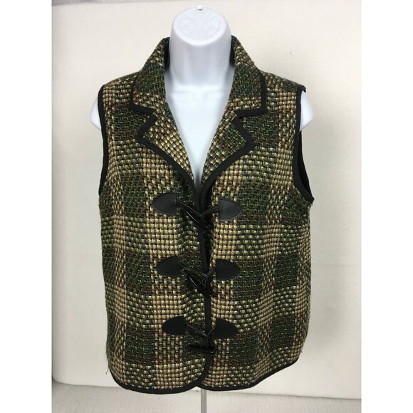 Christopher  Banks Womens Tweed Vest Medium Black & Green 38" Chest 21" Back Len - Picture 1 of 12